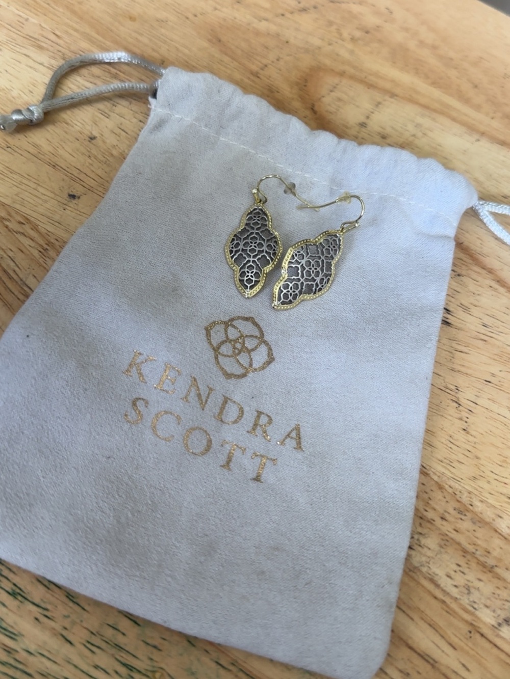 Kendra Scott Gold Filigree Leaf Drop Earrings